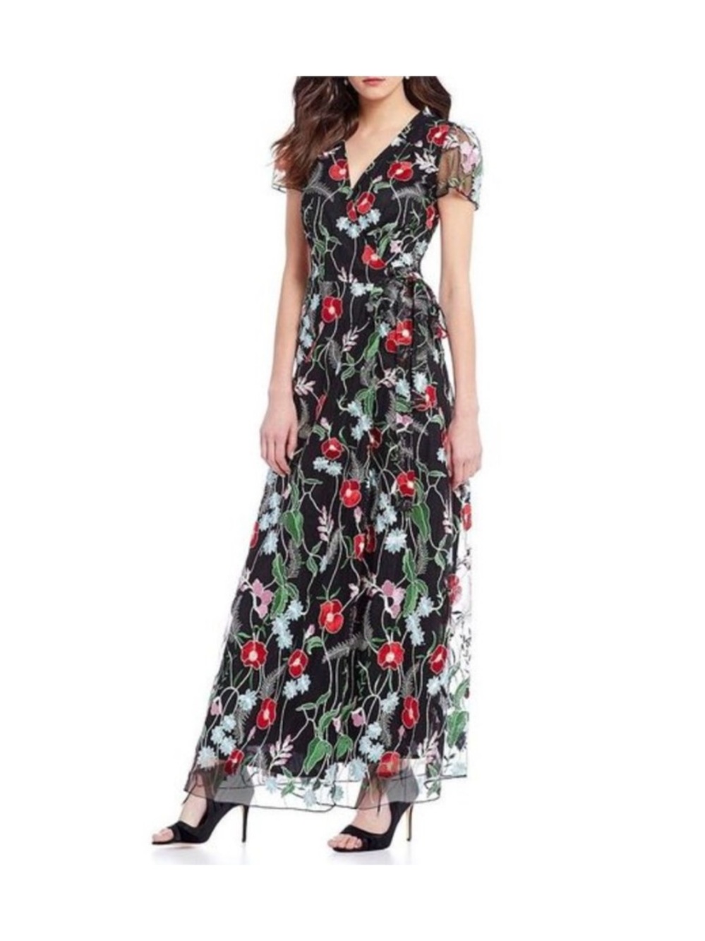 EVA BY EVA FRANCO Embroidered Floral  Maxi Wrap Dress size 14 - Picture 16 of 16
